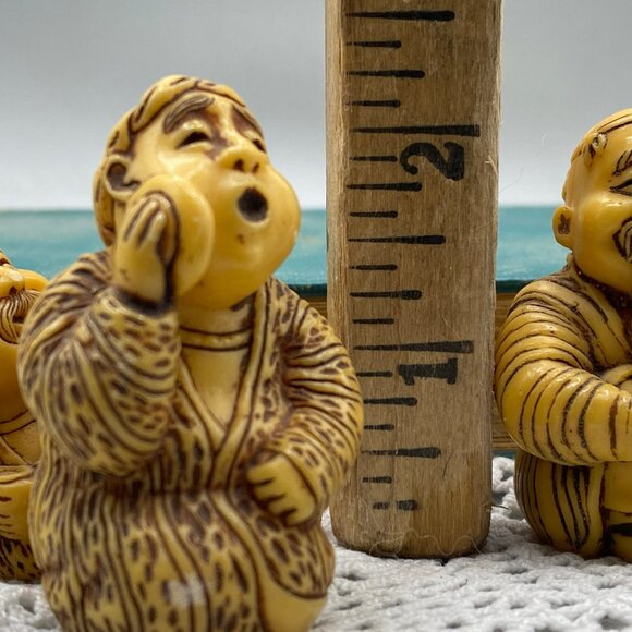 3 Little  Monk Figurines Buddhas Vintage Collectible  ornament figurines - Picture 4 of 7